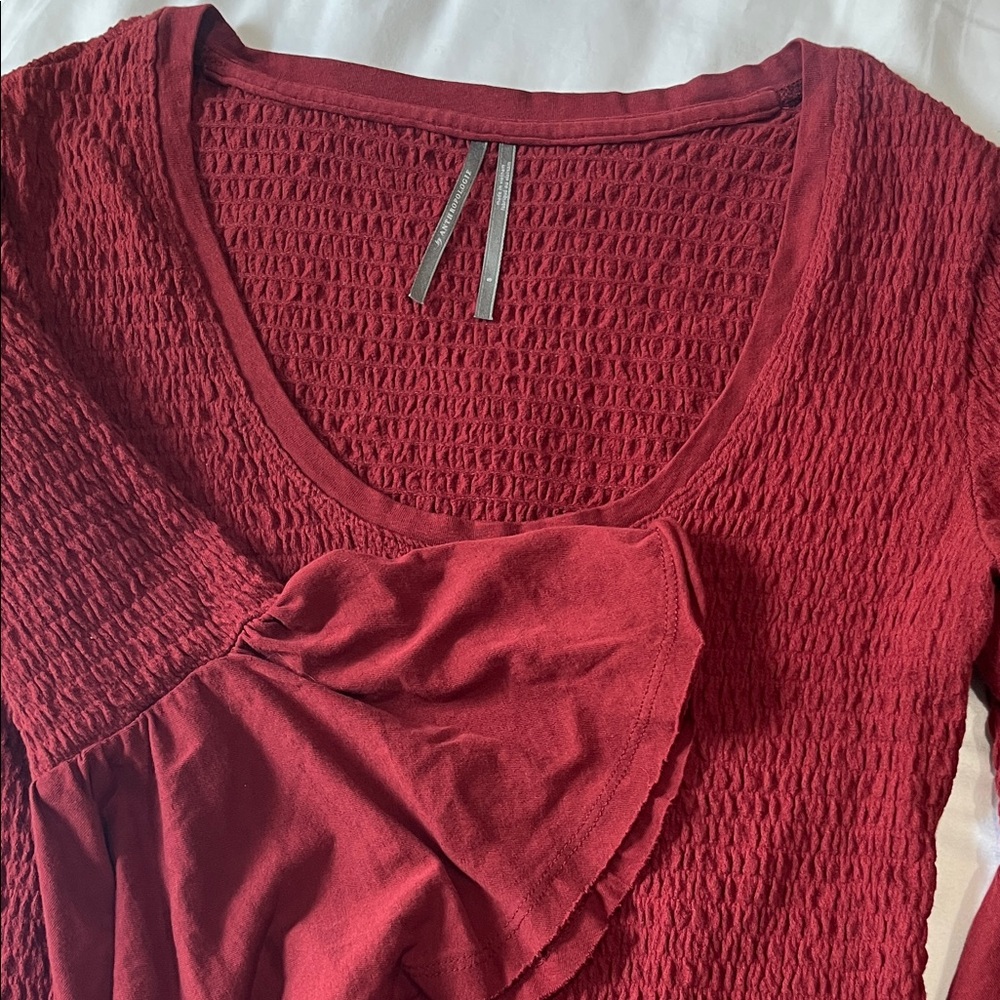 Anthropologie Burgundy Bell Sleeve Top - Picture 7 of 7